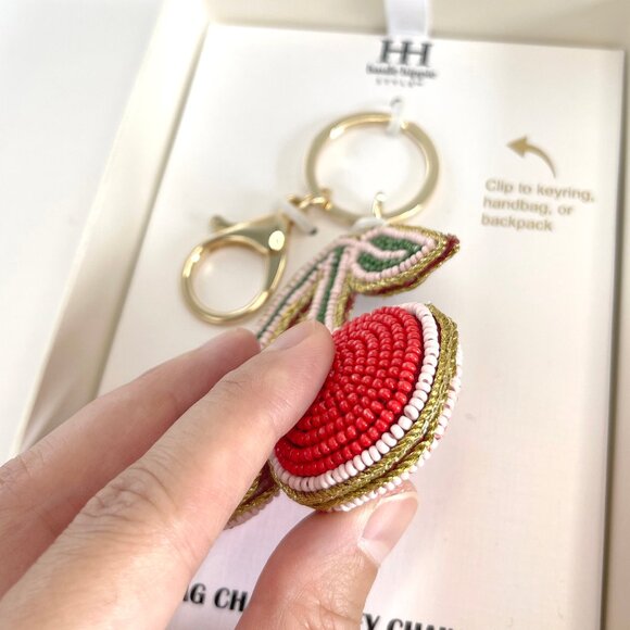 Beaded Cherries Bag Charm with Keyring *NEW IN BOX* - Picture 3 of 5